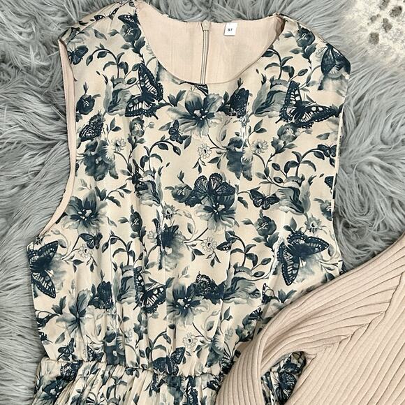 NONI 2pc Floral Printed Pleated Dress/Sweater Set Size Small Teen (MSRP $139.95) - Picture 7 of 8